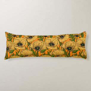 Yellow poppies body pillow