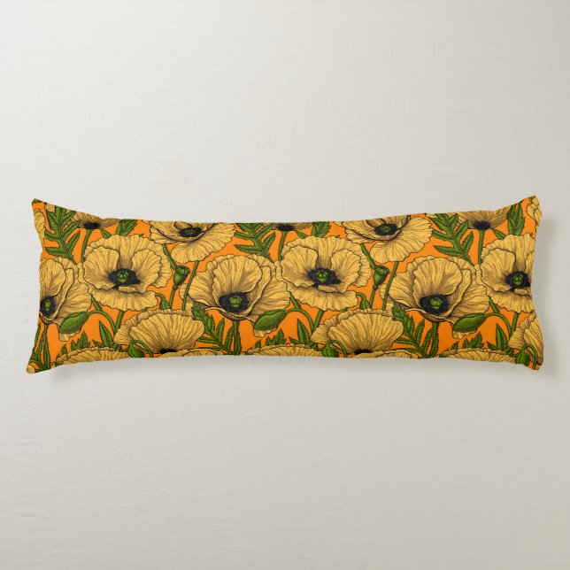 Yellow poppies body pillow (Front)