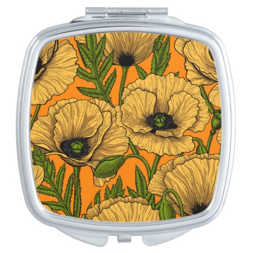 Yellow poppies compact mirror