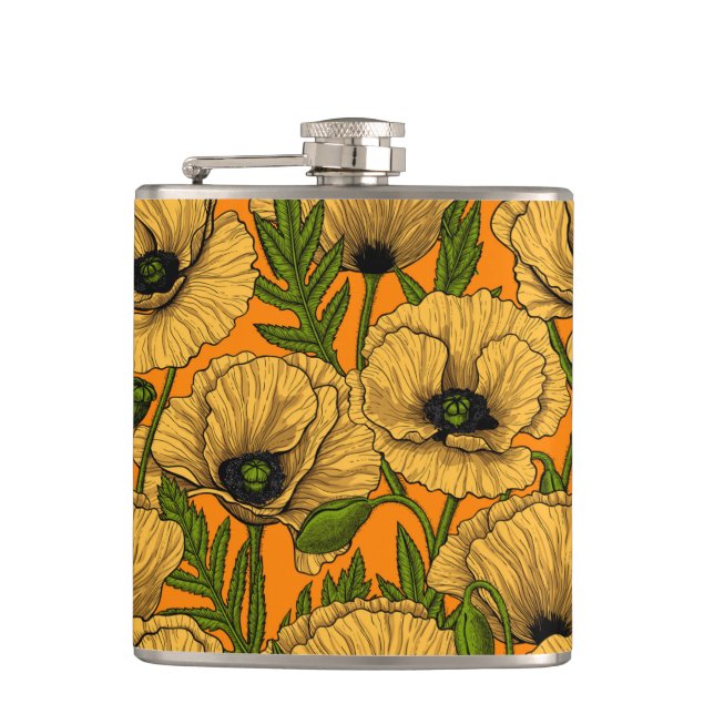 Yellow poppies flask (Front)