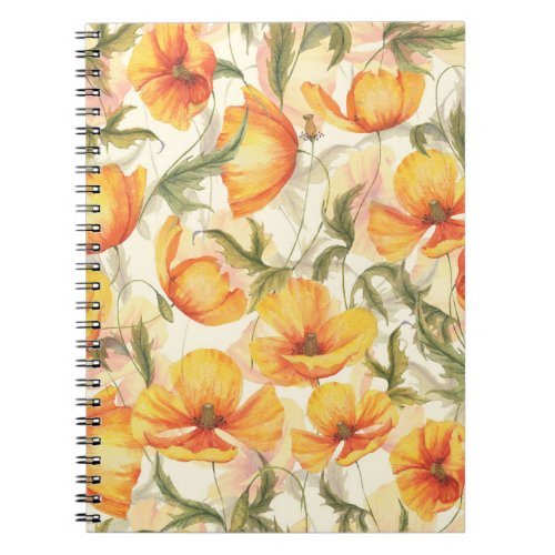 Yellow poppies hand_drawn watercolor pattern notebook