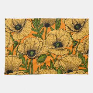 Yellow poppies kitchen towel