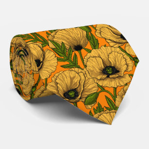 Yellow poppies neck tie