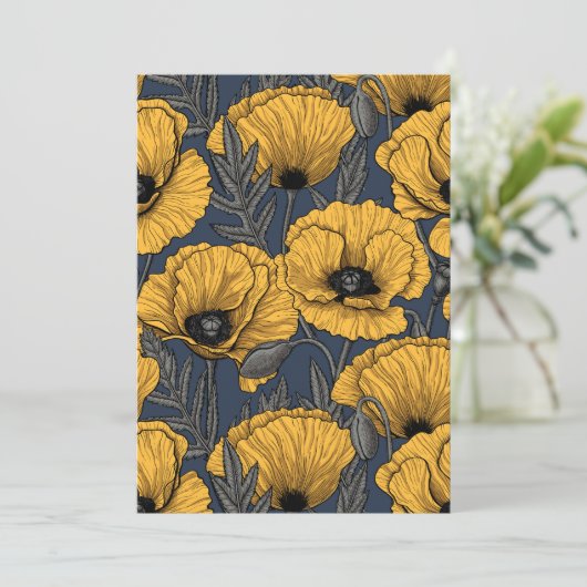 Yellow poppies on navy (Standing Front)