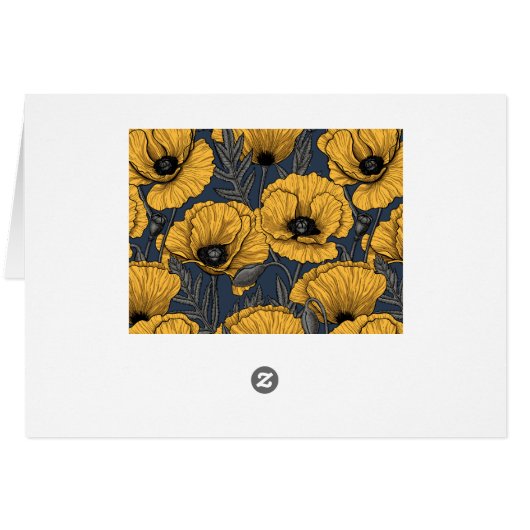 Yellow poppies on navy (Back Horizontal)