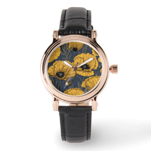 Yellow poppies on navy watch