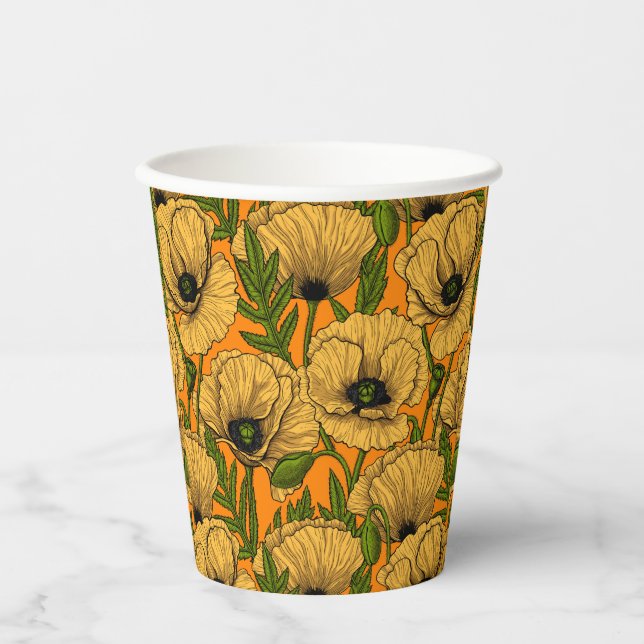Yellow poppies paper cups (Front)