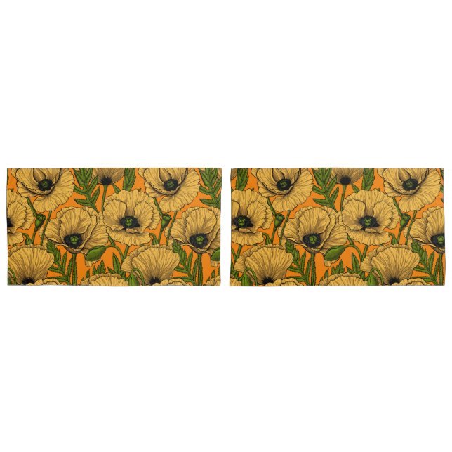 Yellow poppies pillow case (Front-Set)