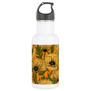 Yellow poppies stainless steel water bottle