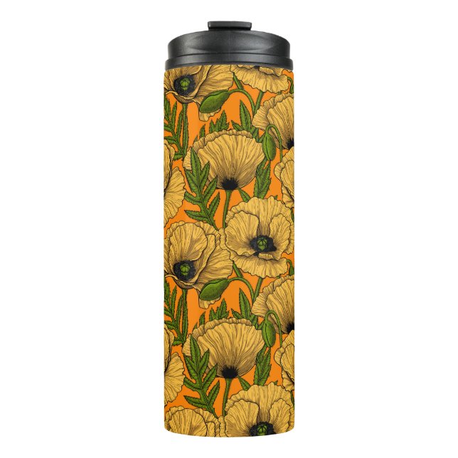 Yellow poppies thermal tumbler (Front)