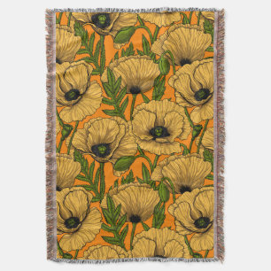 Yellow poppies throw blanket