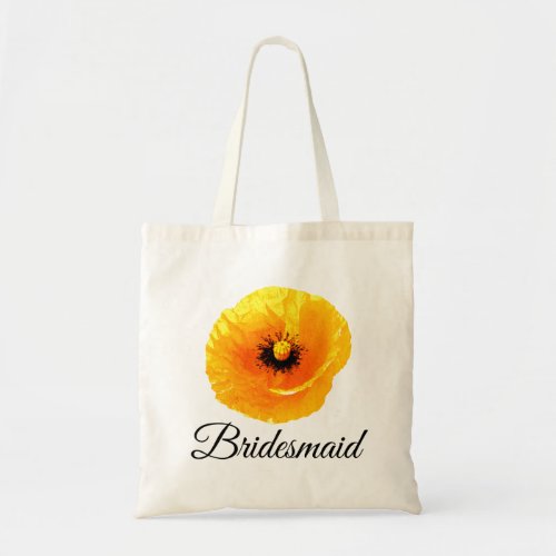 Yellow Poppy Abstract Floral Weddings Bridesmaid Tote Bag