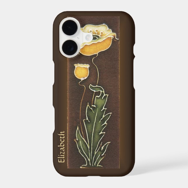 Yellow Poppy Aged Tile Look Iphone Case (Back)