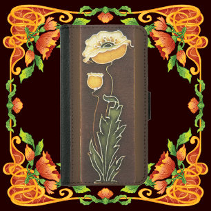 Yellow Poppy Aged Tile Look Samsung Galaxy S5 Wallet Case