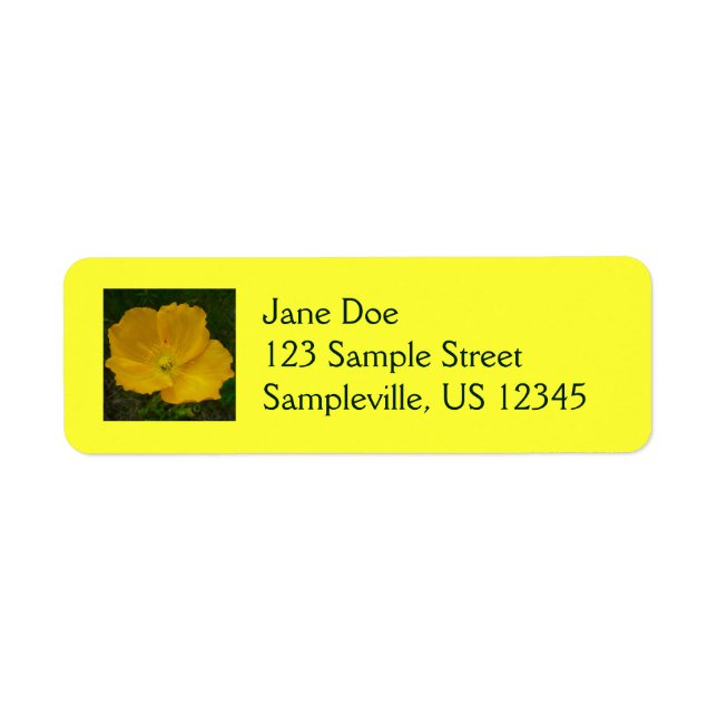Yellow Poppy Alaskan Wildflower Floral Label (Front)