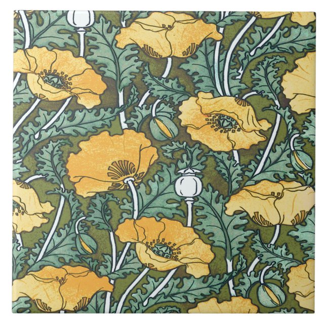 Yellow Poppy Ceramic Tile (Front)