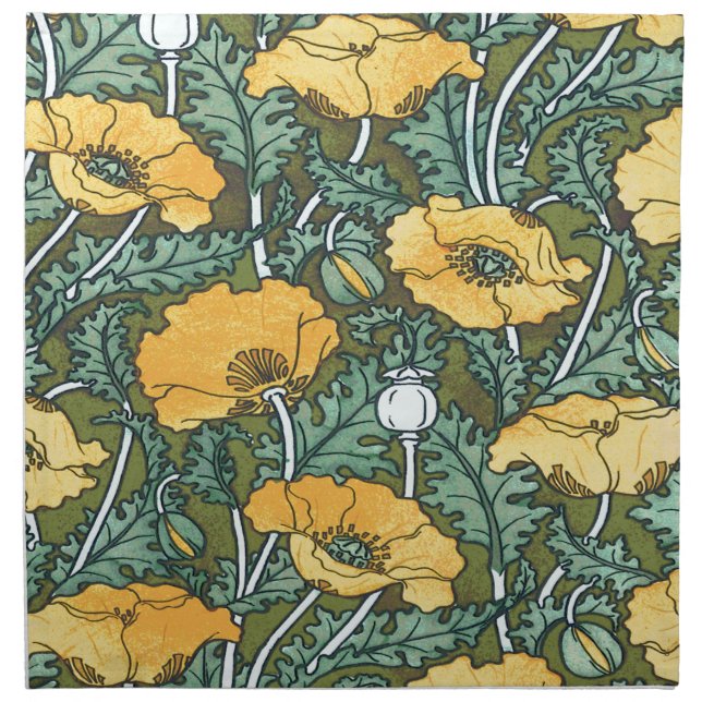 Yellow Poppy Cloth Napkin (Front)