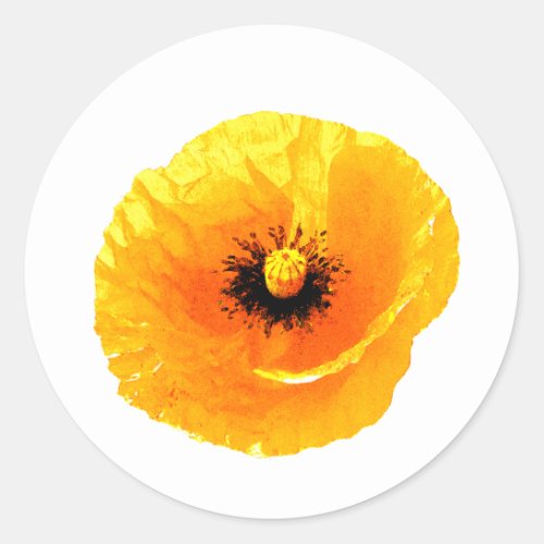 Yellow Poppy Custom Blank Floral Wedding Birthday Classic Round Sticker
