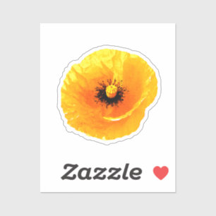 Yellow Poppy Custom Blank Floral Wedding Birthday  Sticker