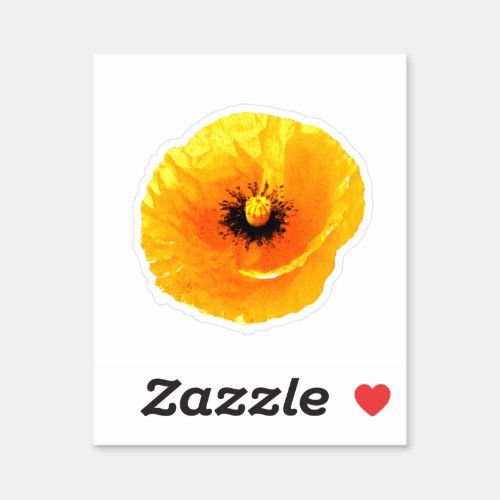 Yellow Poppy Custom Blank Floral Wedding Birthday  Sticker