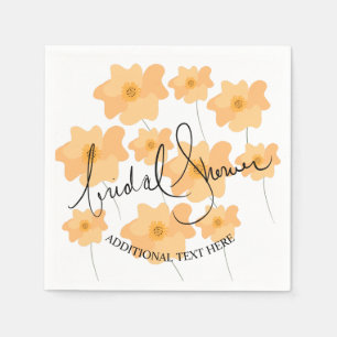 Yellow Poppy Floral Hand Drawn Bridal Shower Napkins