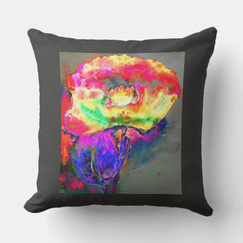 Yellow Poppy Throw Pillow