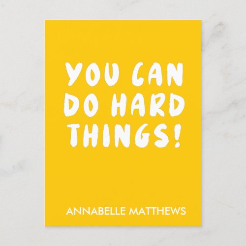 Yellow Positive Inspirational Quote  Postcard