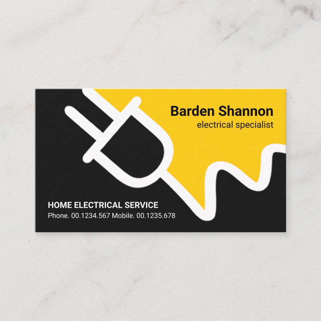 Yellow Power Plug Border Electrical Engineer Business Card | Zazzle