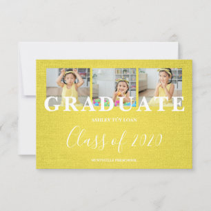 Yellow Pre-K Graduate Three Photos Textile Texture