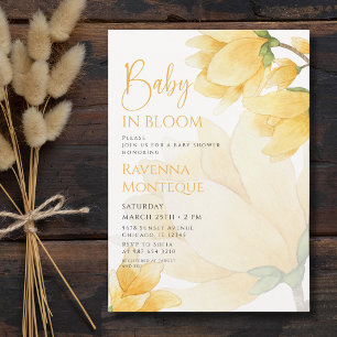 Yellow Preppy Magnolia Baby in Bloom Baby Shower Invitation