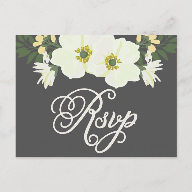 Yellow Pretty Anemones Floral RSVP Invitation Postcard (Front)