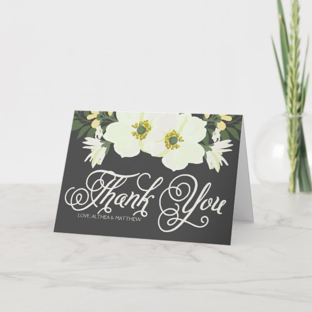 Yellow Pretty Anemones Floral Thank You Card (Front)