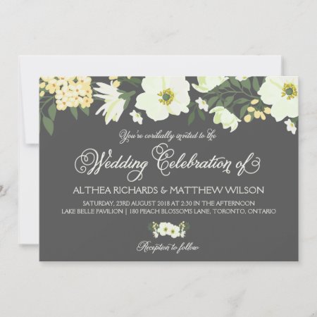 Yellow Pretty Anemones Floral Wedding Iv Invitation