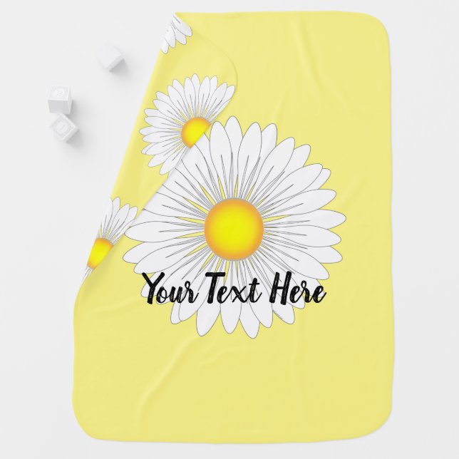 Yellow Pretty Little Daisy Print Baby Blanket (In Situ)