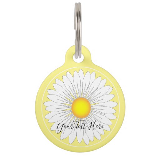 Yellow Pretty Little Daisy Round Pet ID Tag