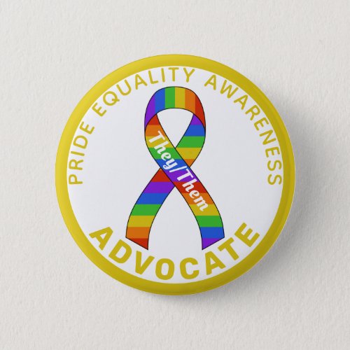 Yellow Pride Equality Awareness White Button