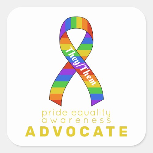 Yellow Pride Equality Awareness White Square Sticker