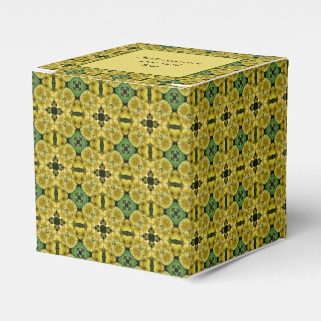 Yellow Primrose Flower Abstract Art Personalized Favor Boxes (Front Side)