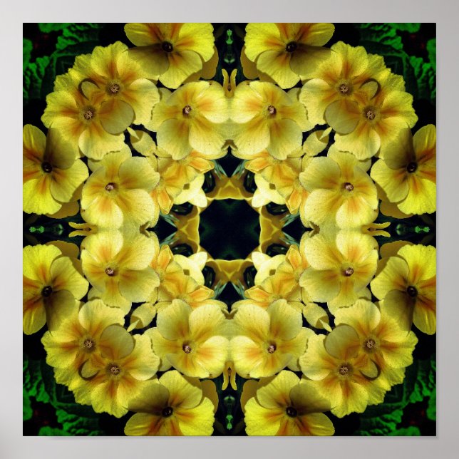 Yellow Primrose Flower Abstract Art  Poster (Front)