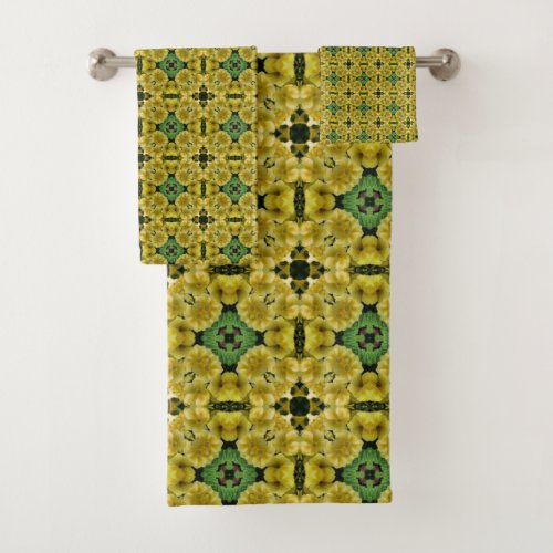 Yellow Primrose Flower Art    Bath Towel Set