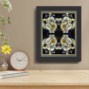 Yellow Primrose Flower Partial Color Abstract Framed Art