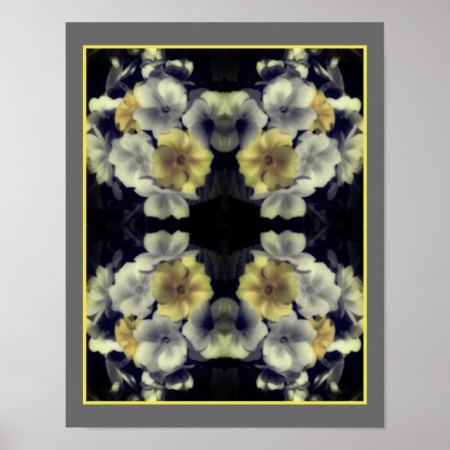 Yellow Primrose Flower Partial Color Abstract Framed Art (Front)