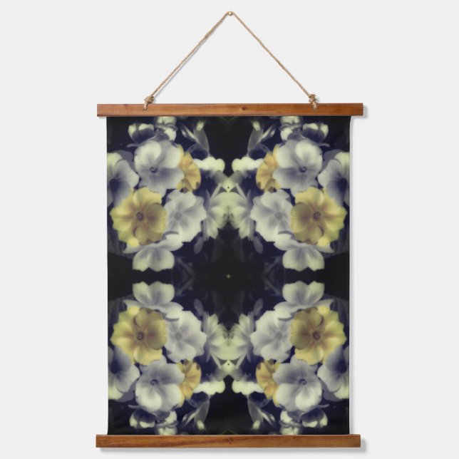 Yellow Primrose Flower Partial Color Abstract  Hanging Tapestry (Front)
