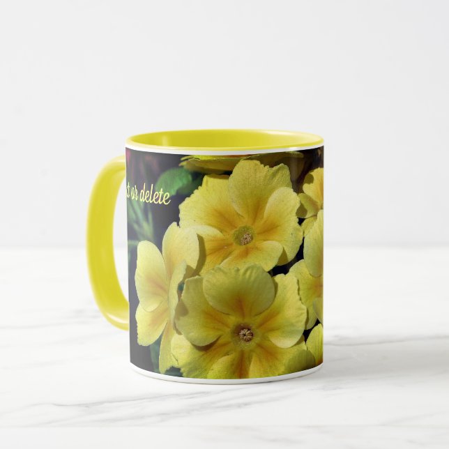 Yellow Primrose Flower Personalized Mug (Front Left)