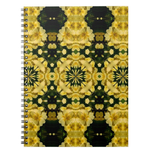 Yellow Primrose Flowers Abstract Art Notebook (Front)
