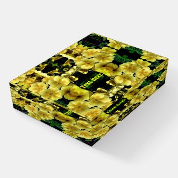 Yellow Primrose Flowers Abstract Personalized  Paperweight by SmilinEyesTreasures at Zazzle