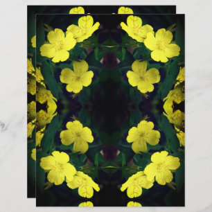 Yellow Primrose Flowers Abstract Scrapbook Paper