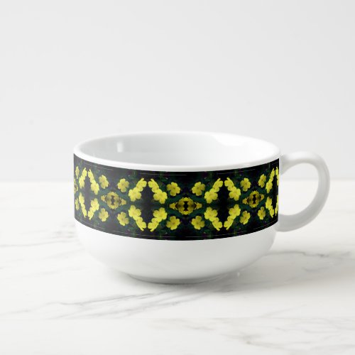 Yellow Primrose Flowers Abstract Soup Mug