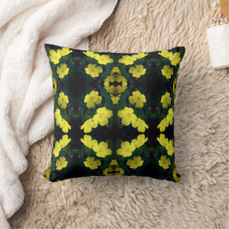Yellow Primrose Flowers Abstract Throw Pillow