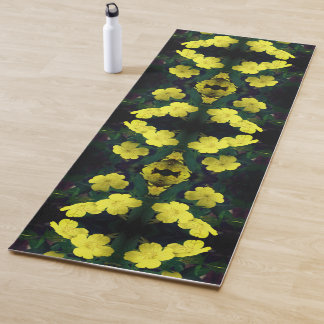 Yellow Primrose Flowers Abstract Yoga Mat